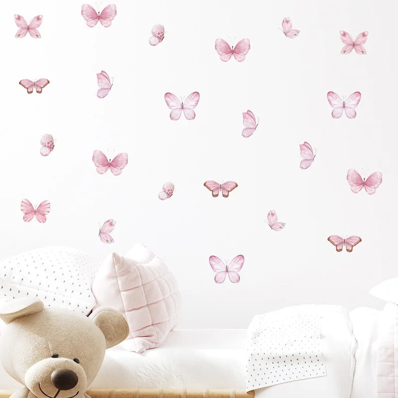 Home Decoration 3Pcs Pink Butterfly Wall Decals for Kids Room
