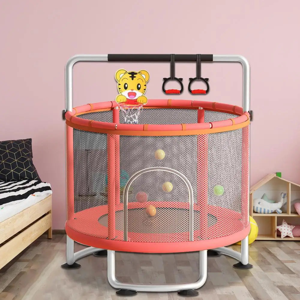 Adjustable Kids Trampoline with Basketball Hoop, Swing, Sandbag childrensterritory