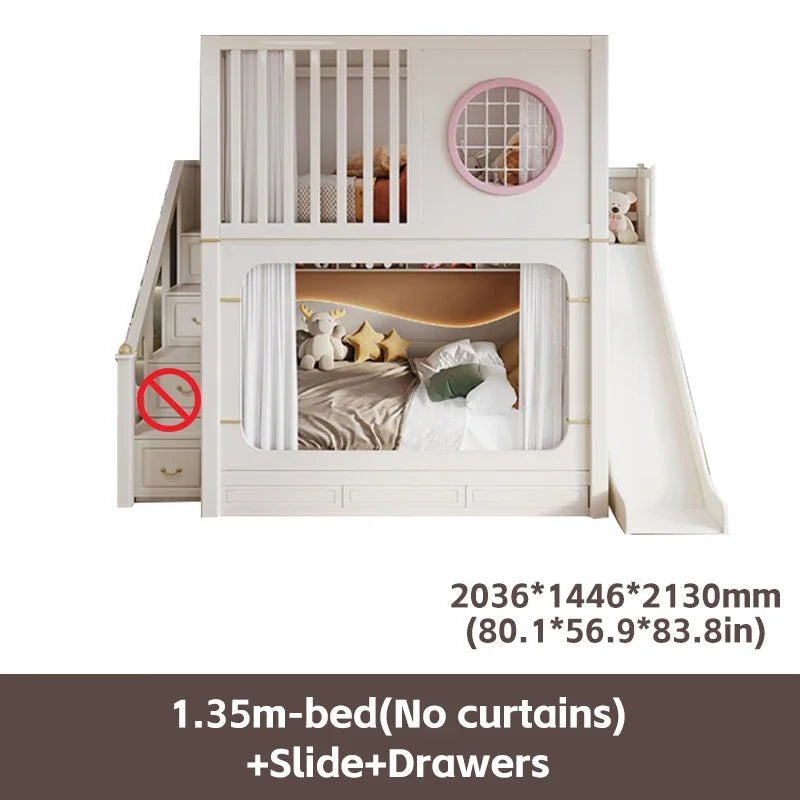 Solid Wooden Multifunctional Kids Bunk Beds with Ladder childrensterritory