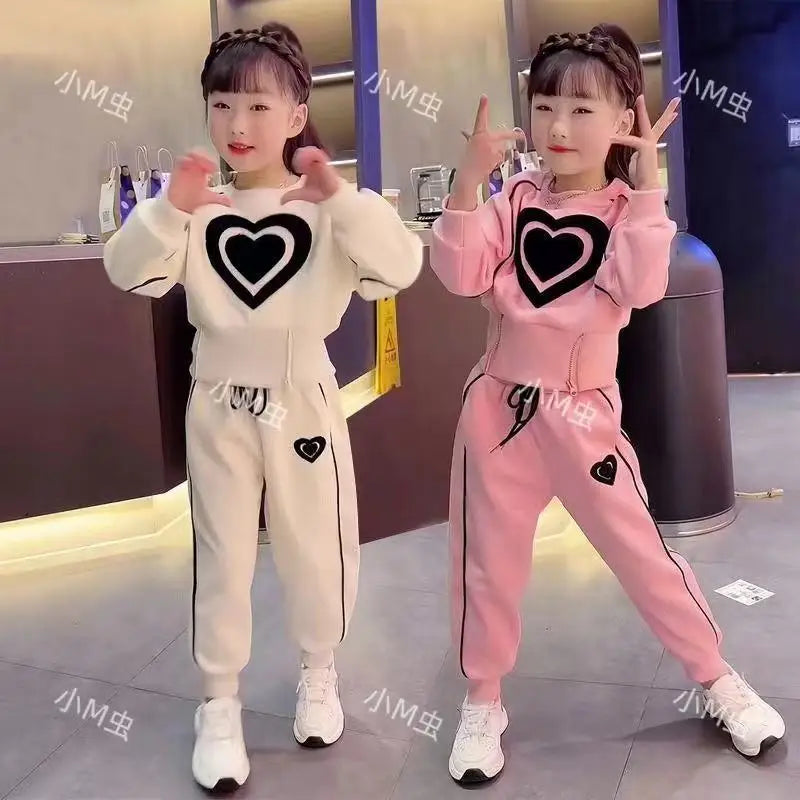 Girls Heart Design Long Sleeves Autumn Clothing Set childrensterritory