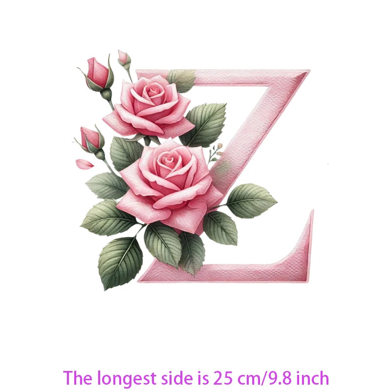 Flower Letter Ironing Transfers Decals For Clothing Diy Appliques