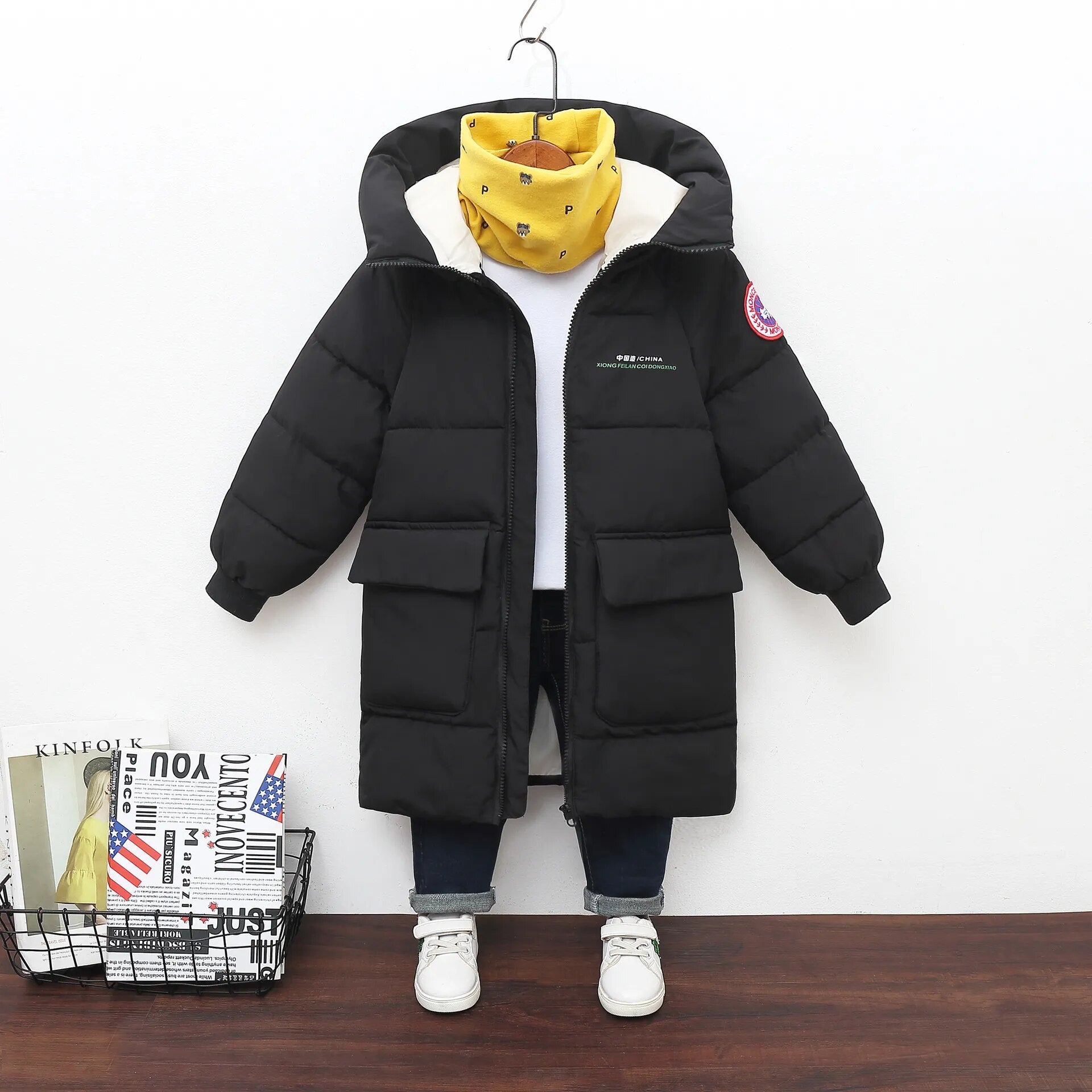 Long Korean Style Down Cotton Jacket for Kids Unisex childrensterritory