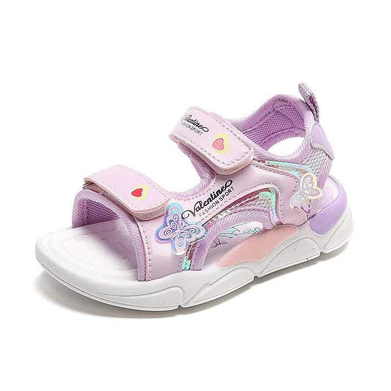 Cartoon Design Soft Shining Summer Sandals For Girls childrensterritory