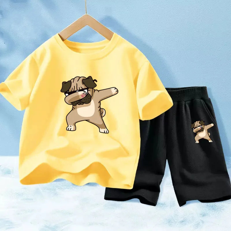 Kids Boys Music Headset Print T-shirt and Shorts Set childrensterritory