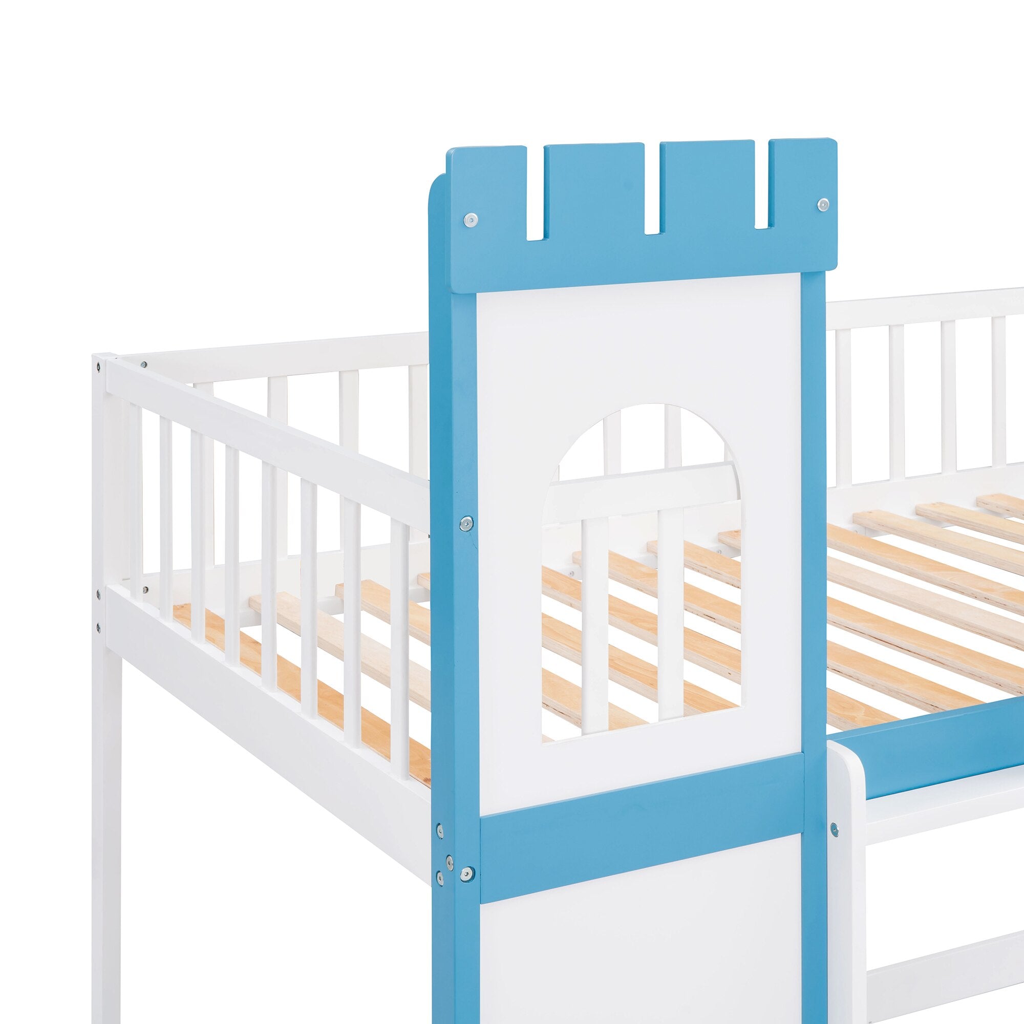 Twin Over Twin Castle Bunk Bed with Ladder childrensterritory