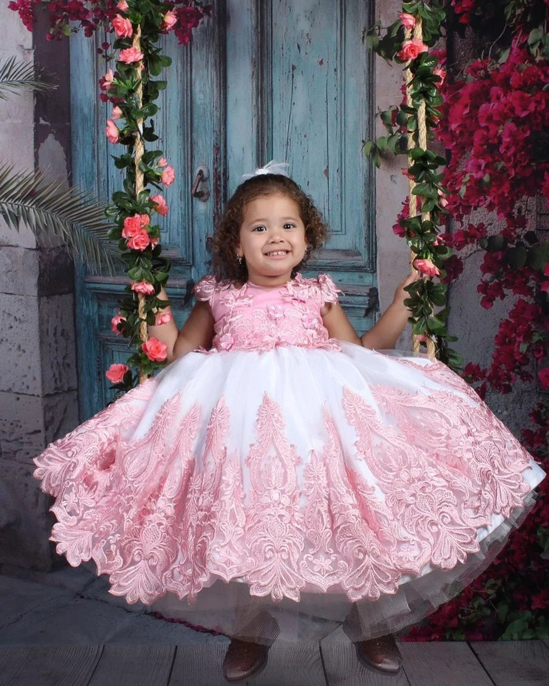 Baby/Kid Girl Off Shoulder Birthday Party Flower Dress