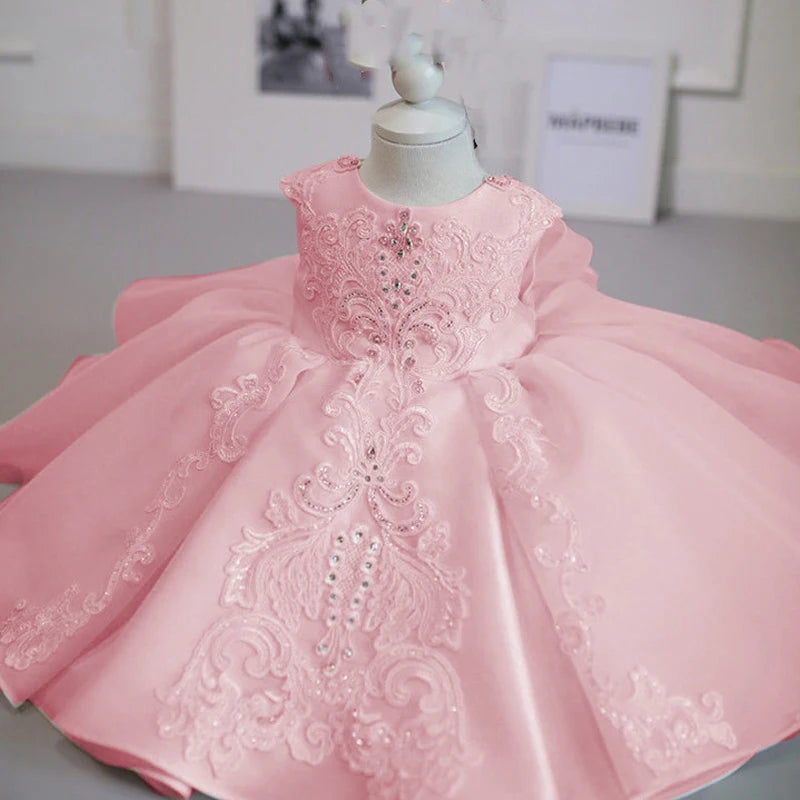 Little Girl Lace Embroidery Puffy Princess Party Dresses