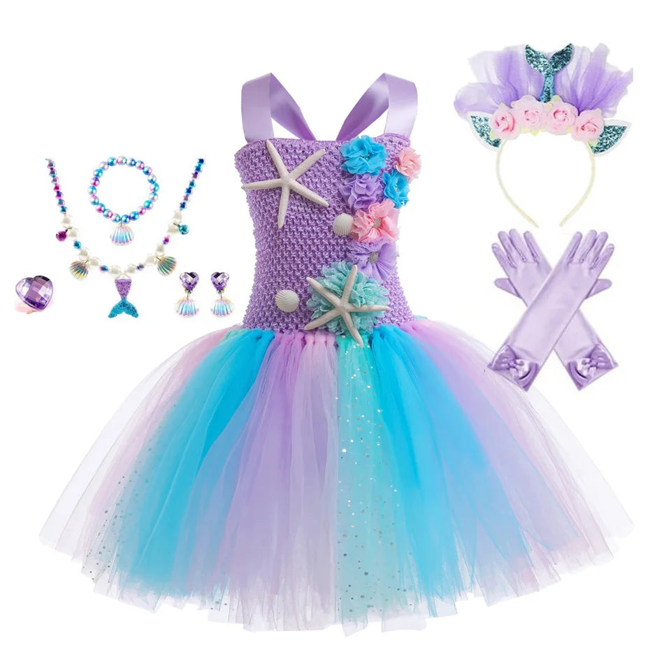 Girls Mermaid Style Tutu Princess Birthday/Halloween Party Dresses childrensterritory