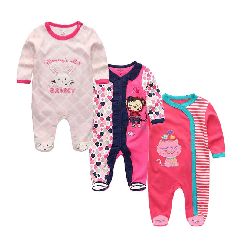Long Sleeve Overall Printed Baby Zipper Rompers