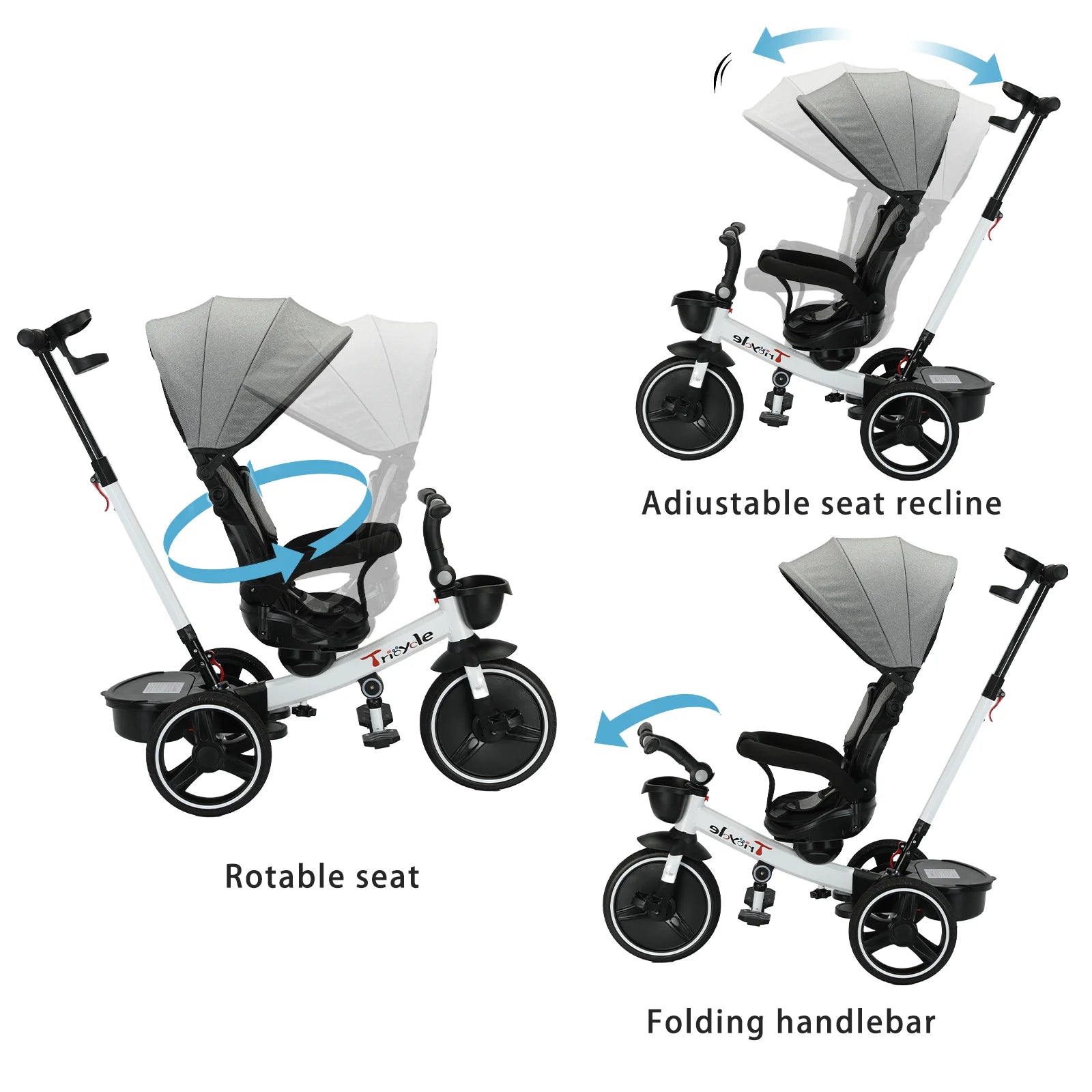 6-in-1 Folding Baby Push Bike with Detachable Guardrail childrensterritory