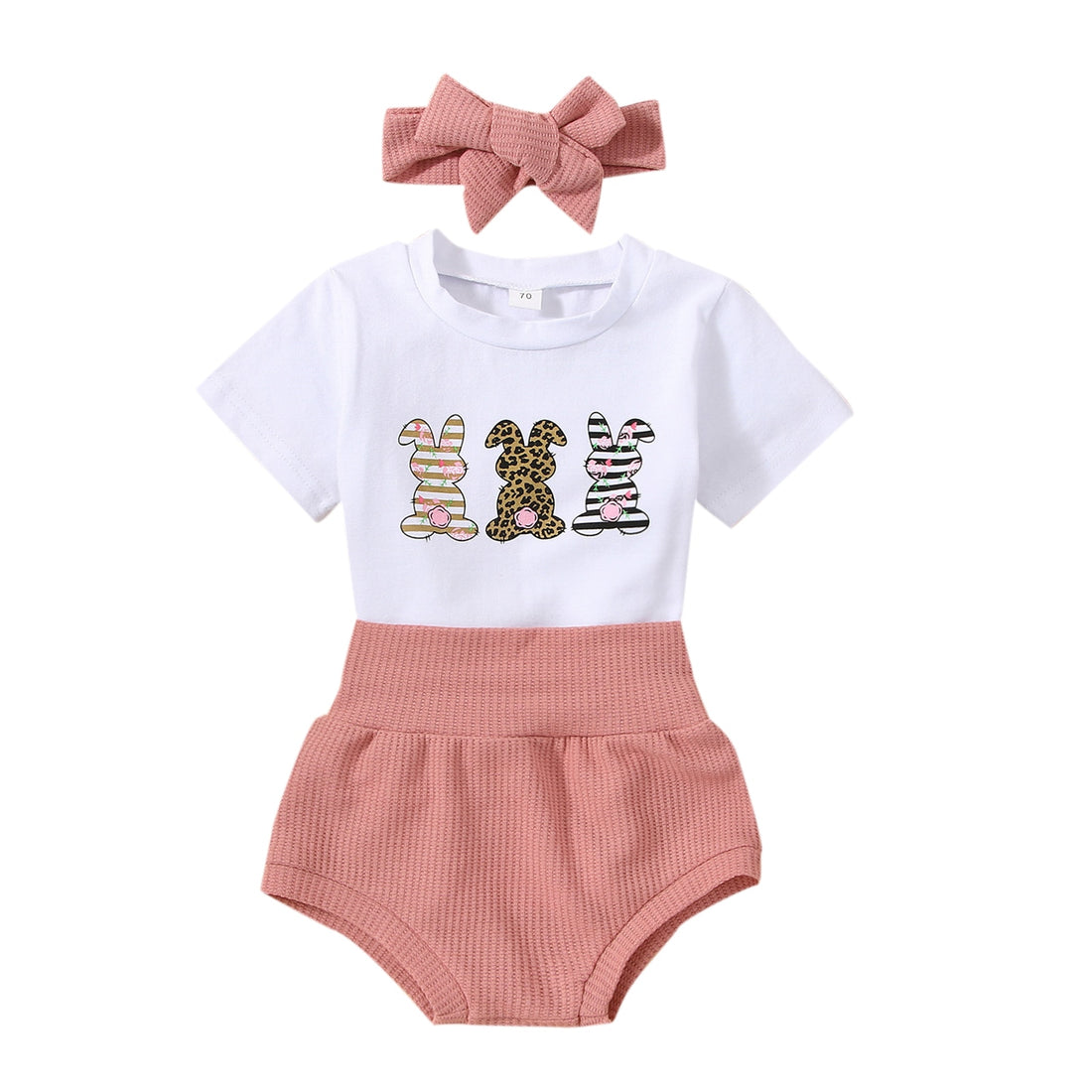 Baby Girls 3 Piece Rabbit Print Easter Clothes Set childrensterritory