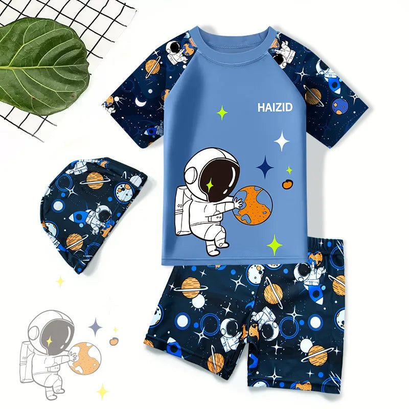 Kids Boys 2pcs Cartoon Printed Swimsuit Set