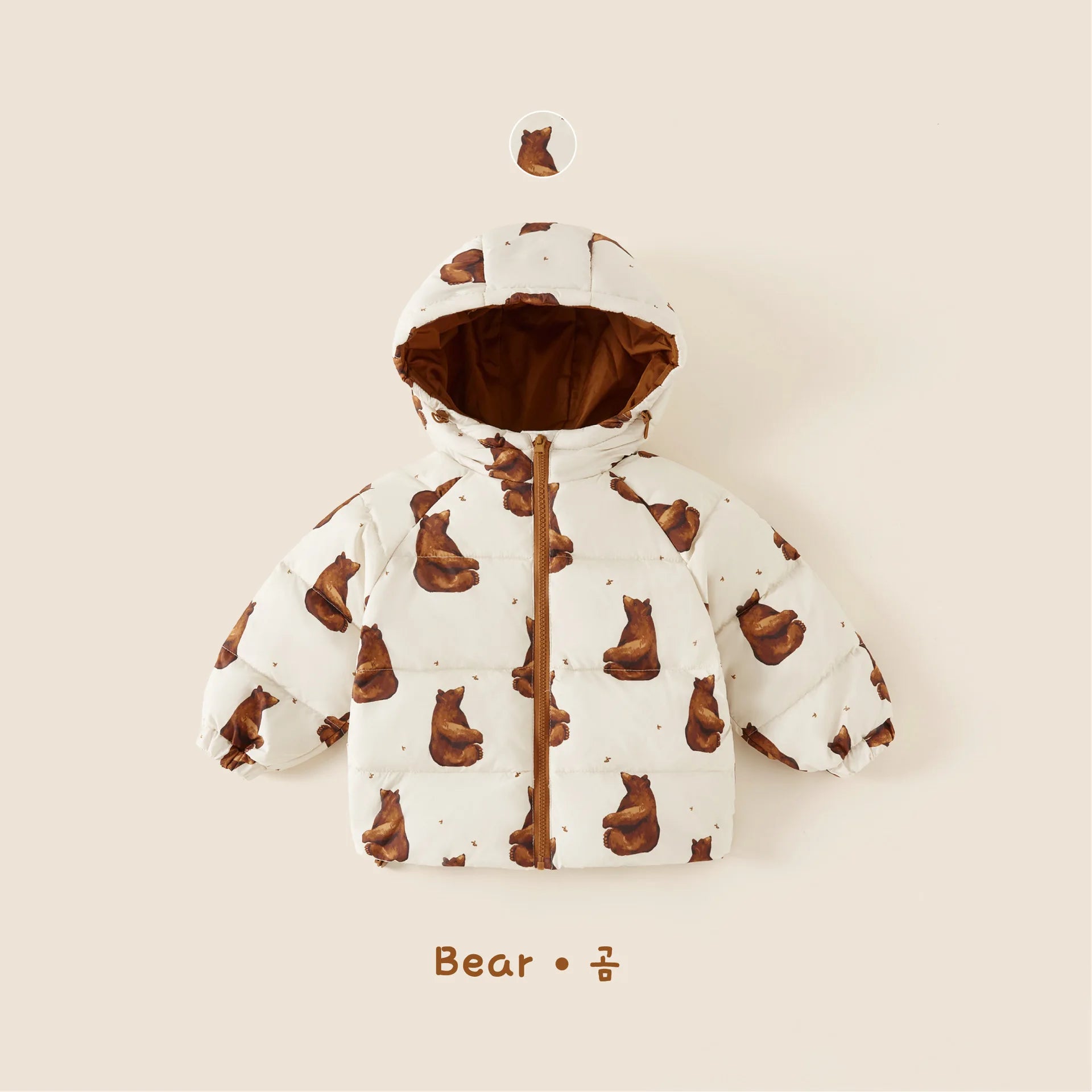 Little Girls Cartoon Print Down Hooded Jackets for Winter childrensterritory