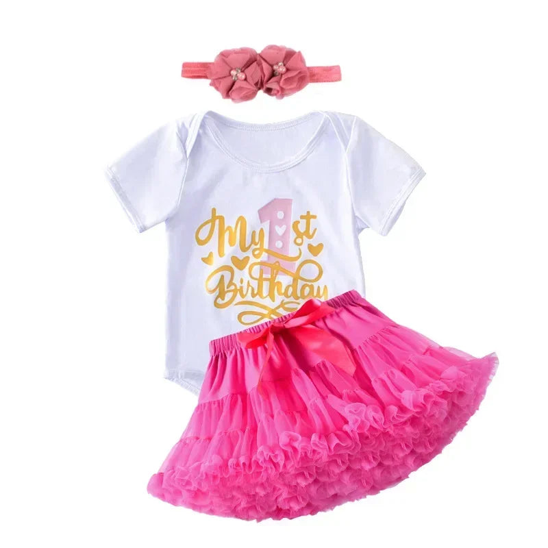 Newborn Girls White Bodysuit with Pettiskirt Tutu Outfits childrensterritory