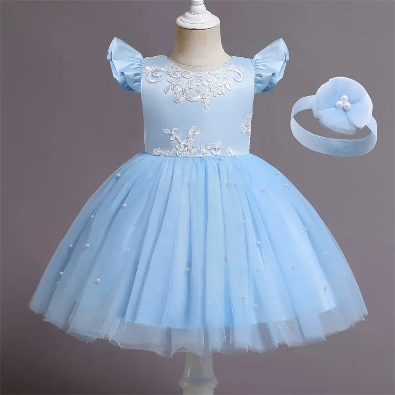 Baby/Kids Girls Lace Pearls Princess Party Dress
