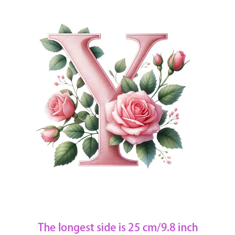Flower Letter Ironing Transfers Decals For Clothing Diy Appliques