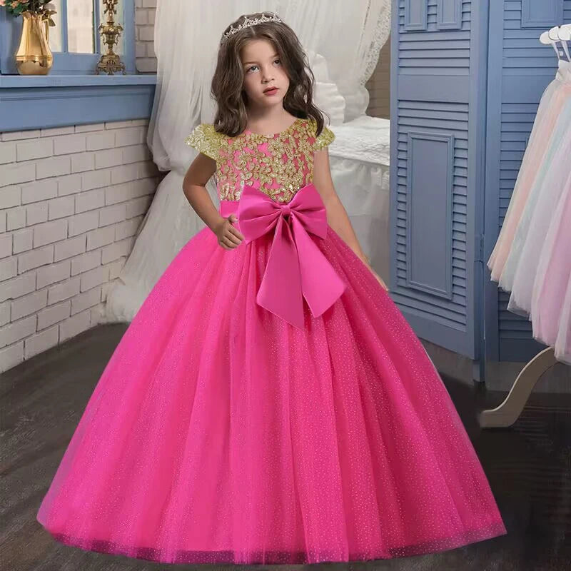 Big Bow, Gauze Lace Princess Birthday Party Dresses for Girls childrensterritory