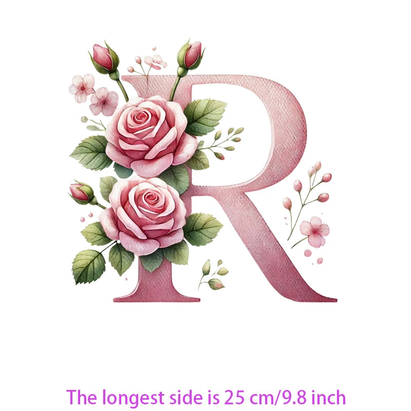 Flower Letter Ironing Transfers Decals For Clothing Diy Appliques