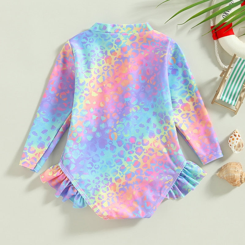 Fish Scale Print Kids Girl Ruffle Swimsuit/Beachwear childrensterritory