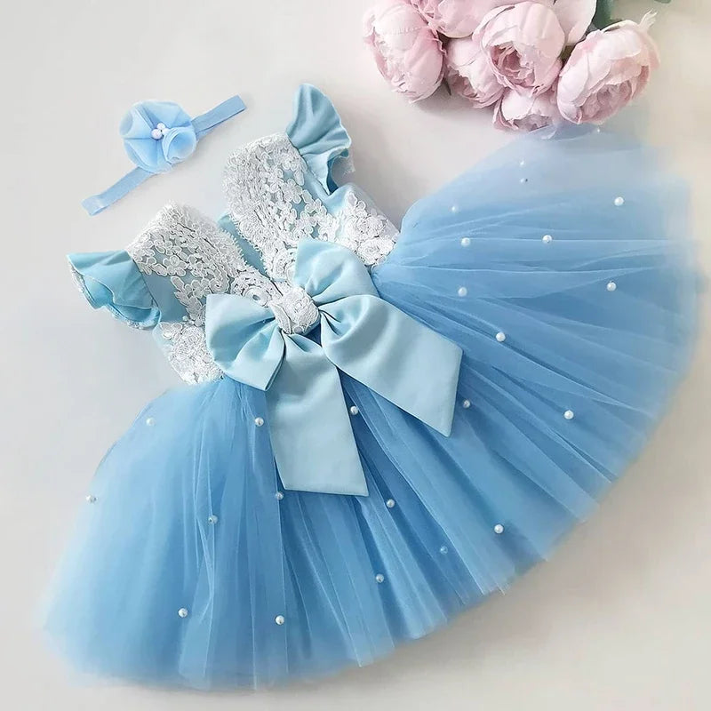 Baby/Kids Girls Lace Pearls Princess Party Dress