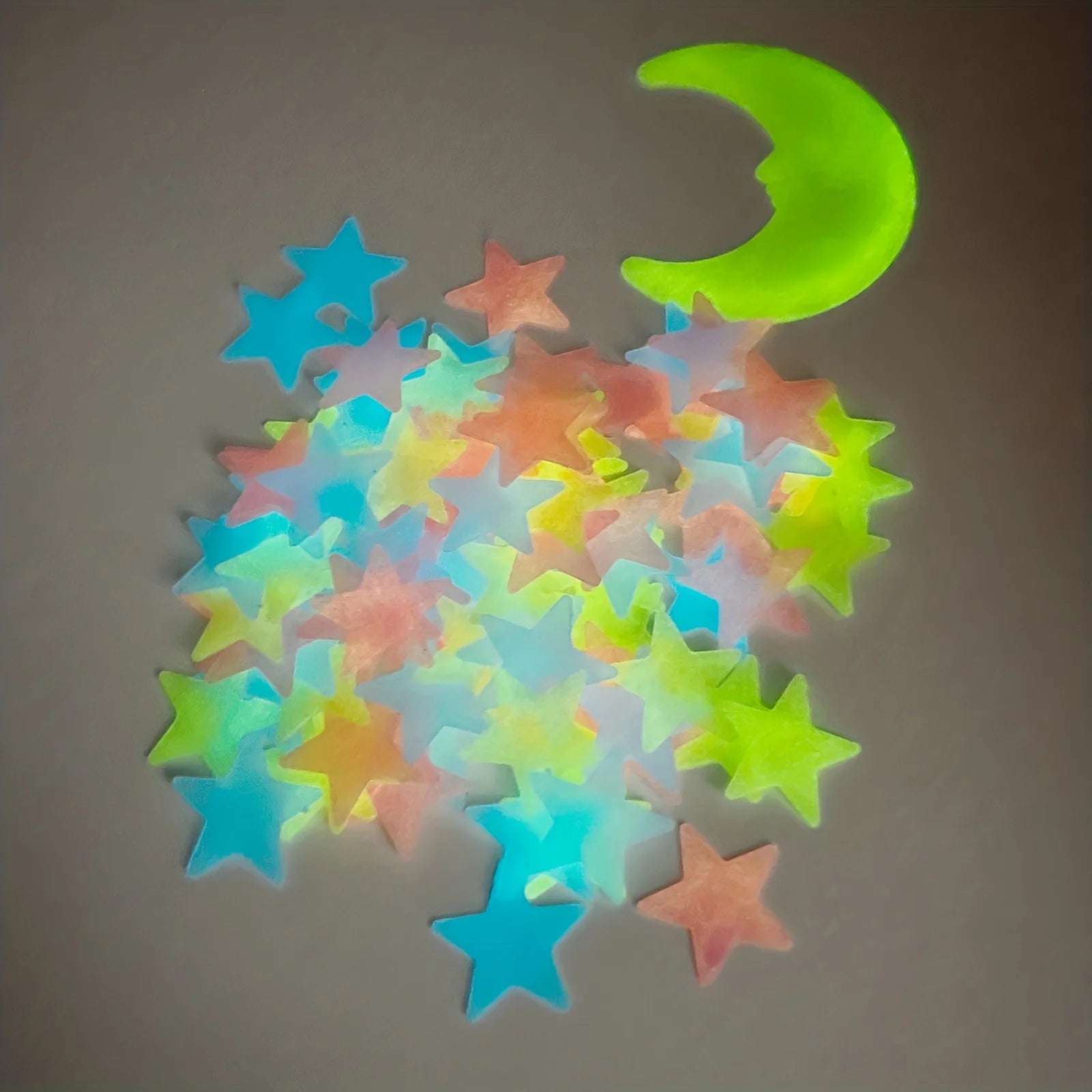 100Pcs 3D Colorful Luminous Stars Stickers for Bedroom childrensterritory