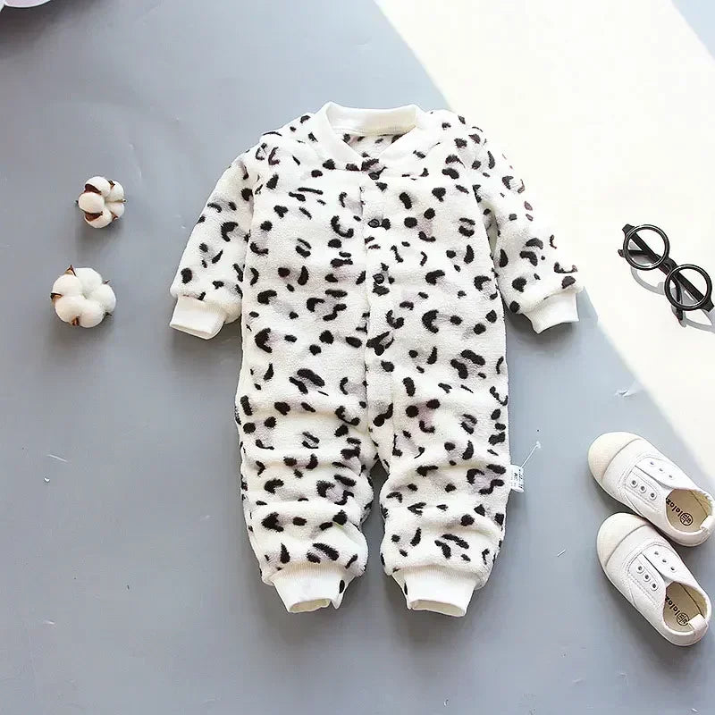 Soft Flannel Warm Printed Baby Romper for Winter
