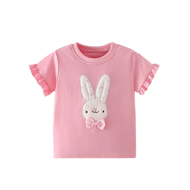 Kids Girls Cartoon Design Cotton Summer Tees/Tops childrensterritory