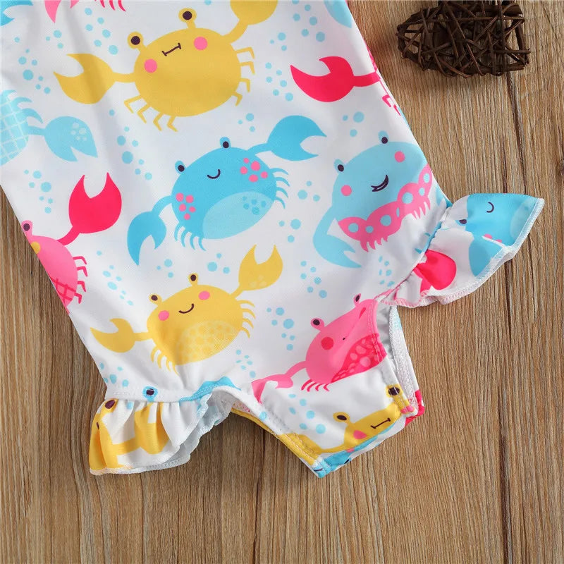 Baby Girls Soft Printed One-Two-piece Swimsuit
