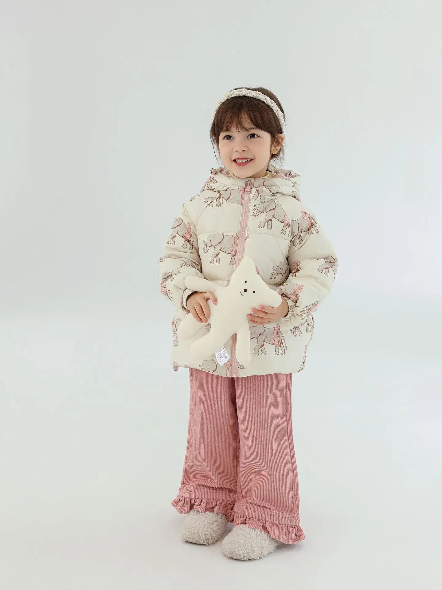 Little Girls Cartoon Print Down Hooded Jackets for Winter childrensterritory