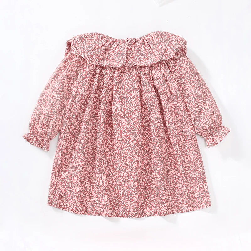 Little Girls Long Sleeves Turndown Collar Floral Princess Dress childrensterritory