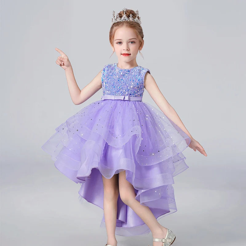 Sequin Lace Design Girls Fluffy Wedding/Party Dresses childrensterritory