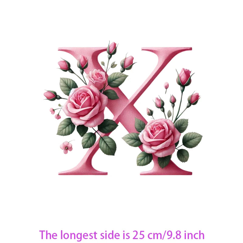 Flower Letter Ironing Transfers Decals For Clothing Diy Appliques