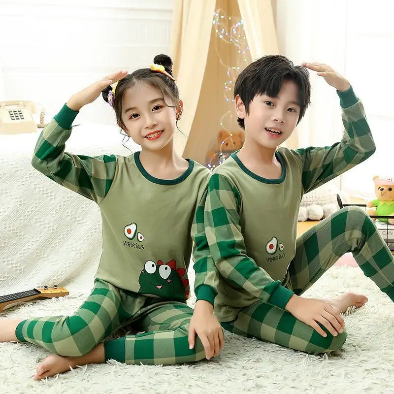 Kids Boys Girls Cartoon Print Tops + Pants Sets Sleepwear childrensterritory