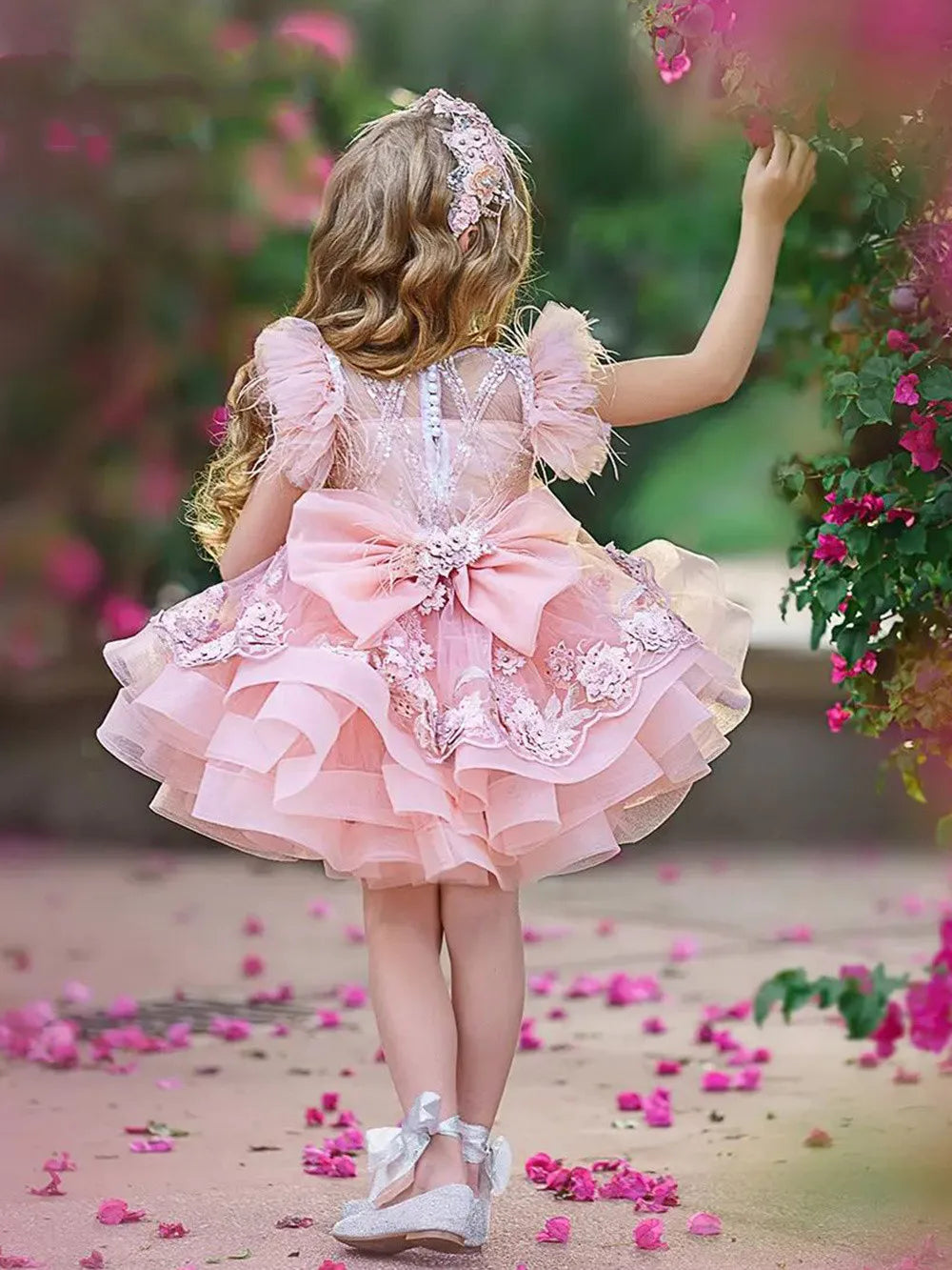 Puffy Tiered Tulle Kids Girls Birthday/Communion Dress