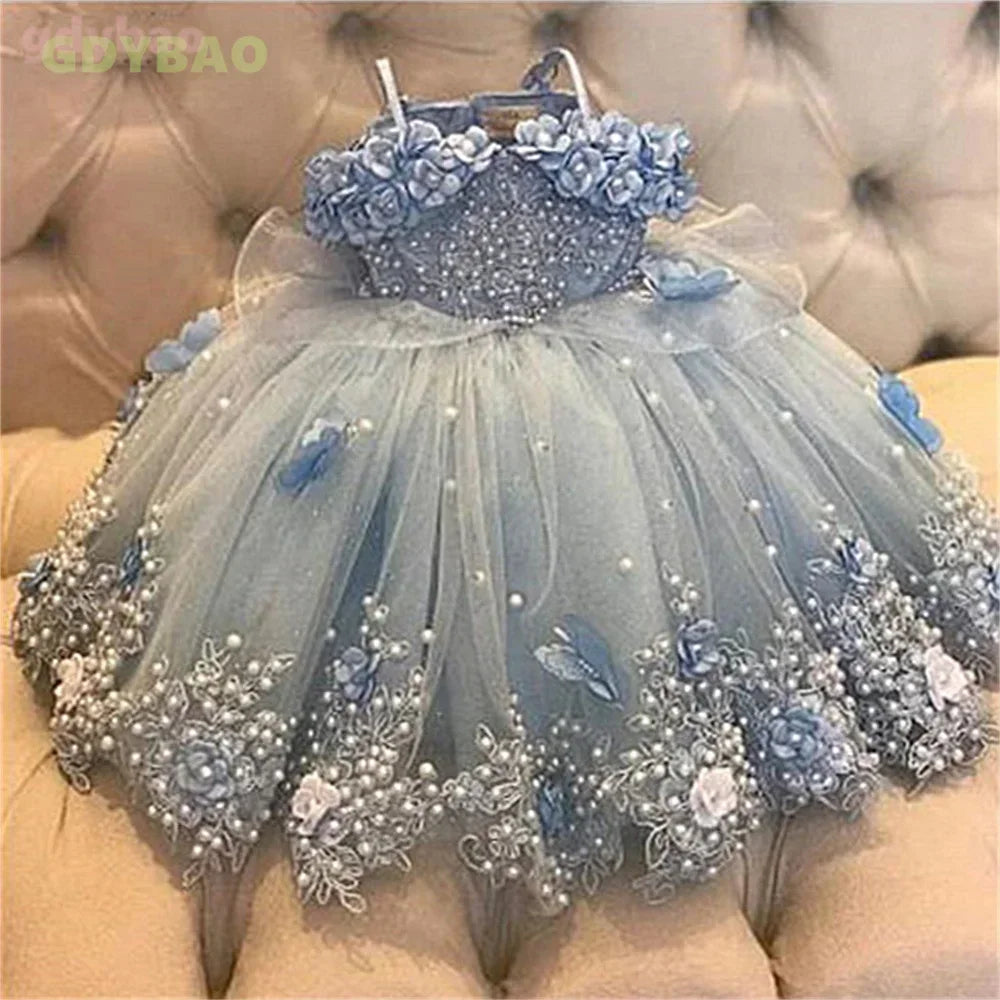 Baby/Kid Girl Off Shoulder Birthday Party Flower Dress