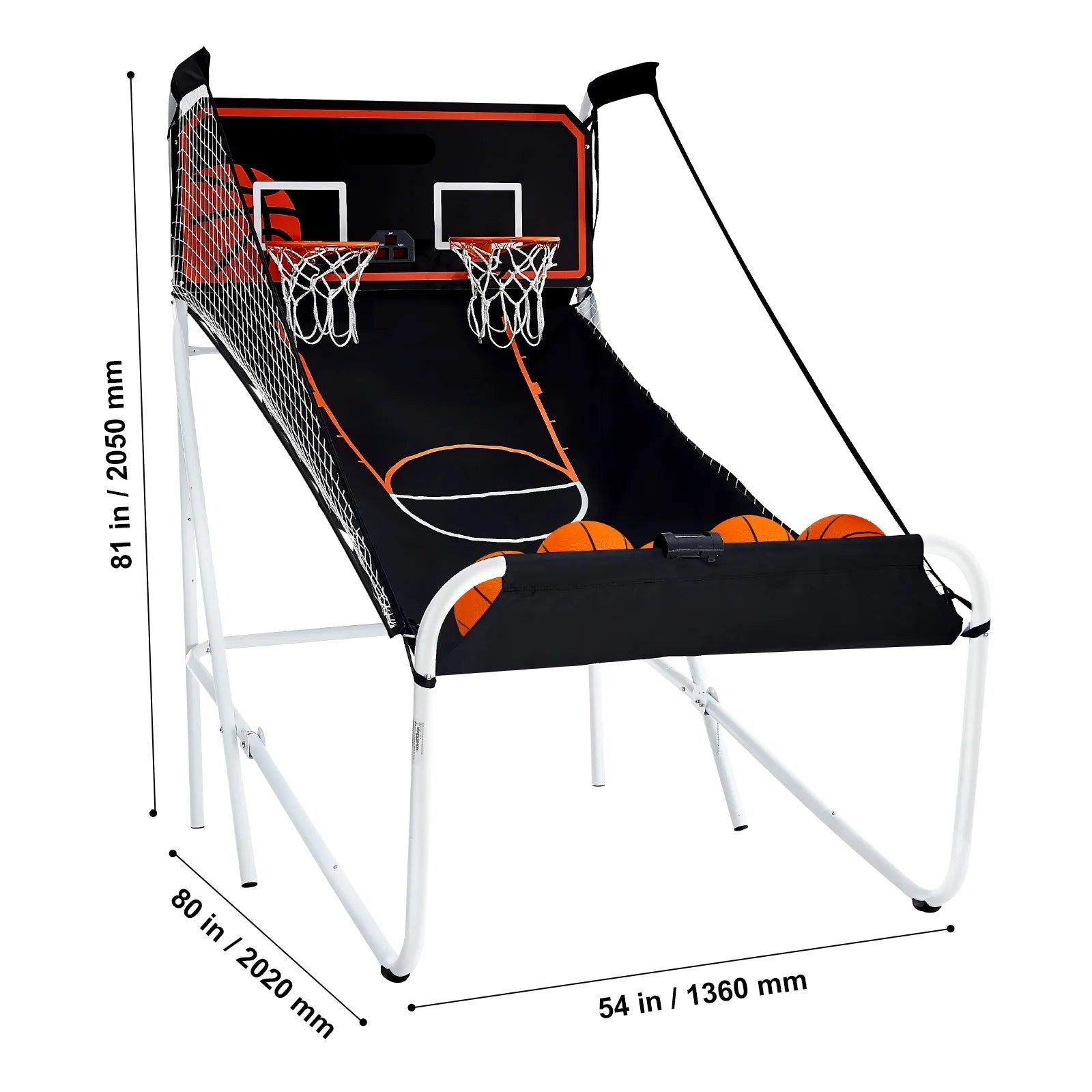 Kids Foldable Indoor Basketball Arcade Game w/ 4 Balls 8 Game Modes childrensterritory