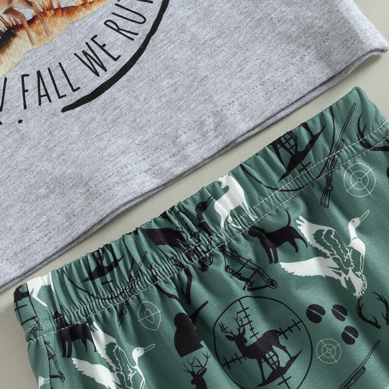Baby Boy Cartoon Letter Print Tops and Shorts Set for Summer childrensterritory