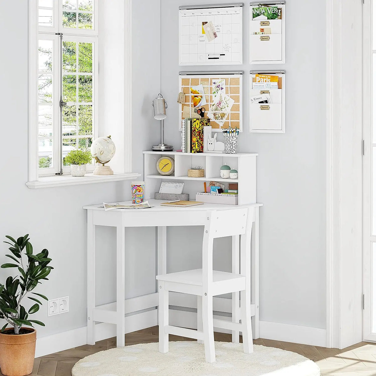 Kids Wooden Study Desk and Chair with Storage and Hutch childrensterritory