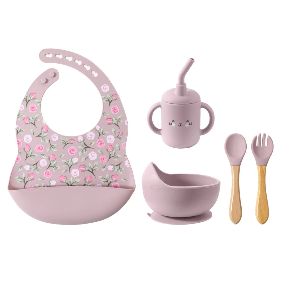 4/5/8Pcs Durable Silicone Tableware Set for Toddlers childrensterritory