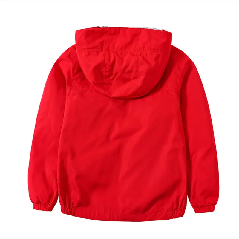 Kids Boys Solid Color Windproof Hooded Jacket childrensterritory