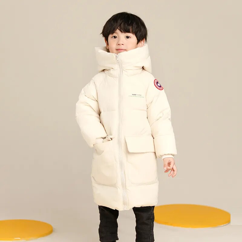 Long Korean Style Down Cotton Jacket for Kids Unisex childrensterritory