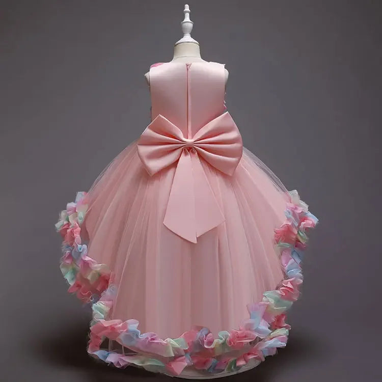 Layers Tulle Colorful 3D Flowers Little Princess Party Gown