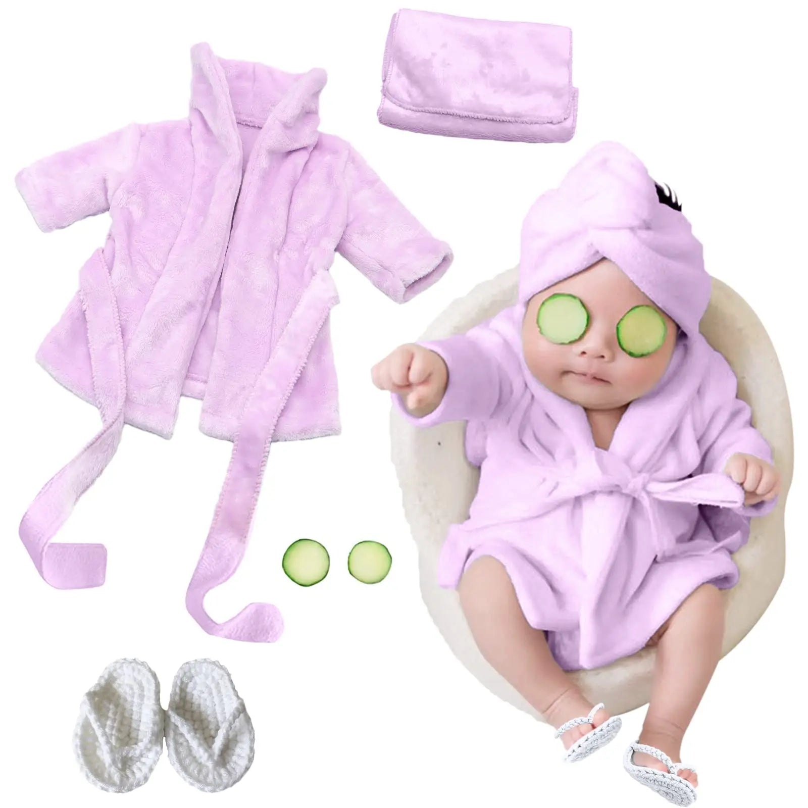 5PCS Bathrobes Outfit Props Set for Newborn Photography