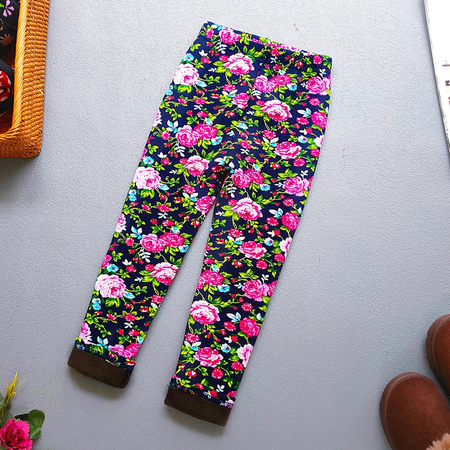 Plus Velvet Printed Kids Girls Winter Leggings childrensterritory