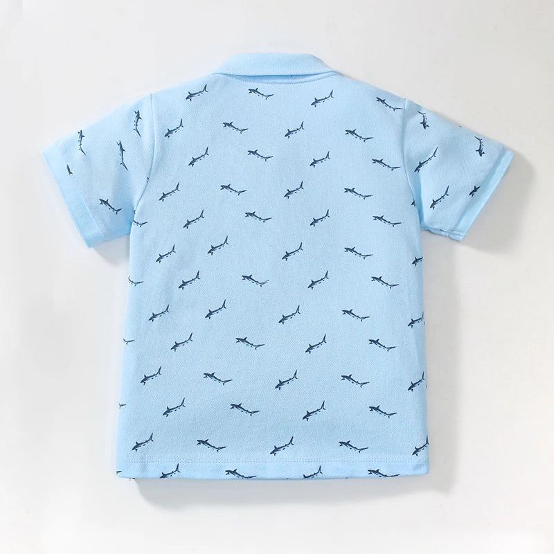 Kids Boys Cartoon Sharks Print Casual Summer T-Shirts childrensterritory