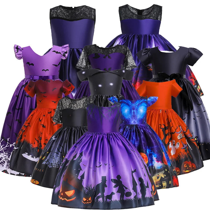 Vampire Pumpkin Print Halloween Costume for Kids Girls