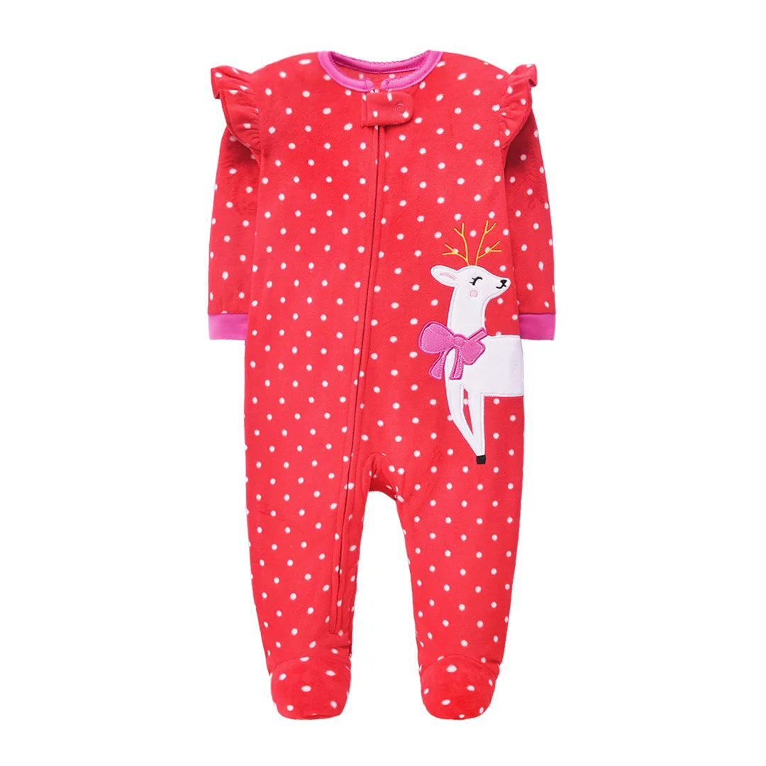 Newborn Baby Zipper Up Overalls Fleece Romper for Winter childrensterritory