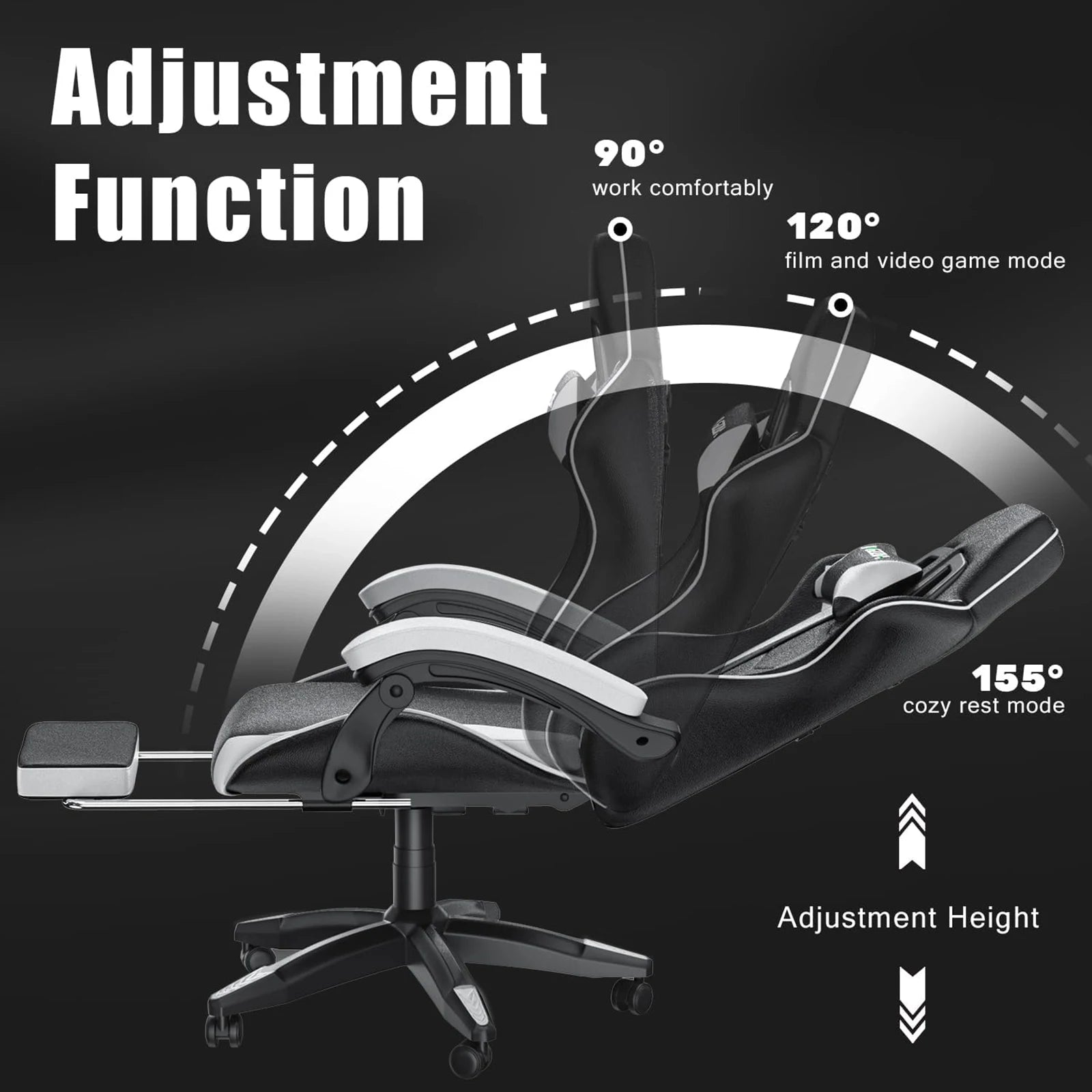 Adaptable Gaming Chair with Headrest and Footrest childrensterritory