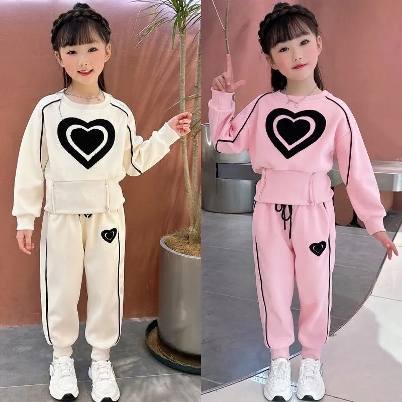 Girls Heart Design Long Sleeves Autumn Clothing Set childrensterritory