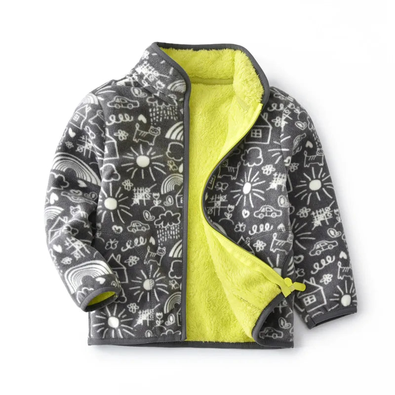 Kids Boys Girls Plus Velvet Warm Winter Zipper Outwear childrensterritory